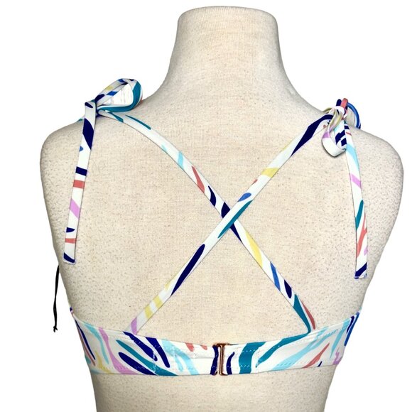 Shade & Shore Multicolor Shoulder Tie Underwire Bralette Bikini Top Size 34B NEW - Picture 4 of 12
